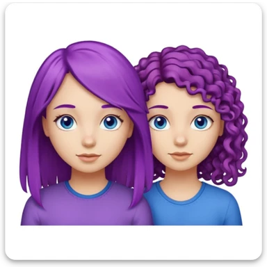 Two girl, best friends, one with purple straight hair and blue eyes, the other with curly brown hair with highlights and brown eyes sticker