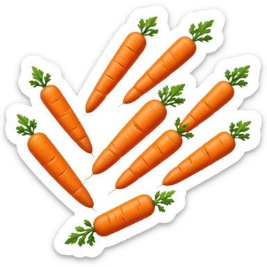 Mini carrot sticks, shaped like orange pill capsules sticker
