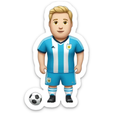 obese white man play soccer. argentina uniform. sticker
