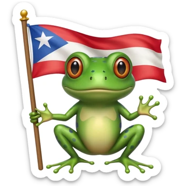 Frog holding Puerto rican flag  sticker