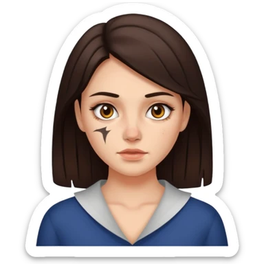 Brunette lady with scars on her face  sticker