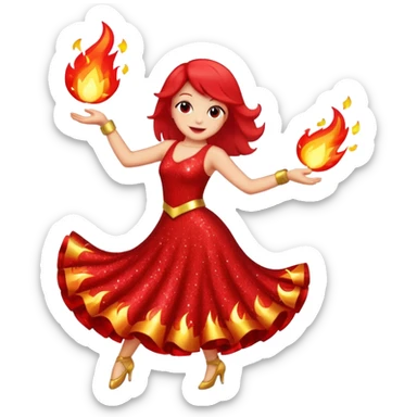red glitter fire sticker
