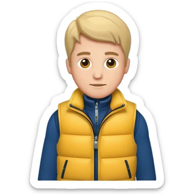 man with puffer vest sticker