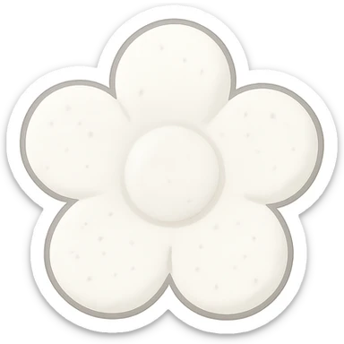 Change the candy to white, keep it flower-shaped, centered, transparent background, no other elements, same style. sticker