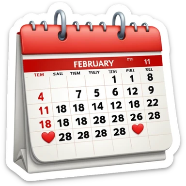 dibuja el 11 de febrero y de fondo un calendario sticker