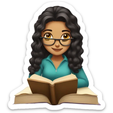 Una chica morena leyendo un libro cute sticker