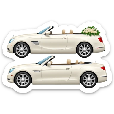 Luxury convertible car with wedding decorations, in profile sticker