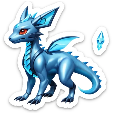 Shiny Futuristic Salandit-Glaceon-Fakémon-hybrid-creature (full body)  sticker