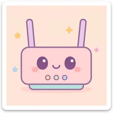 cute router with a friendly face, soft colors, adorable and friendly appearance, kawaii style sticker