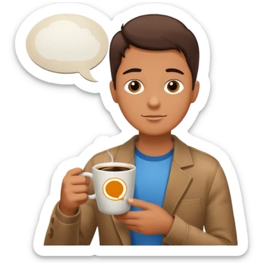 colazione, caffé e un fumetto che fa capire che qualcuno nello sfondo sta parlando sticker