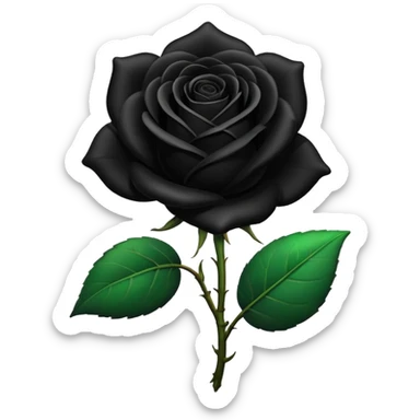 black rose with a single leaf emoji sticker