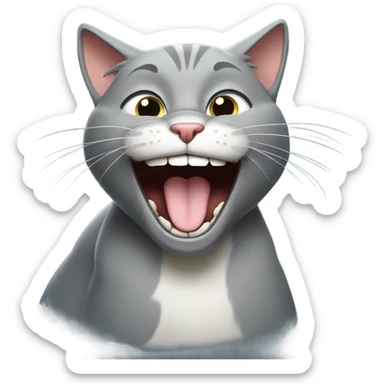 Grey cat laughing  sticker