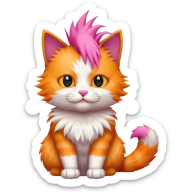 cat sitting with pink mohawk sticker