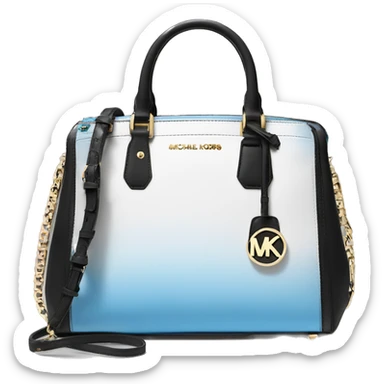 Realistic isolated white,sky blue,and black ombre Michael Kors satchel purse.  sticker