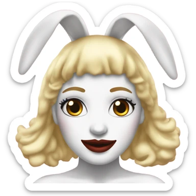 Blonde Go-go dancer white face Enid Sinclair wearing big floppy bunny ears  sticker