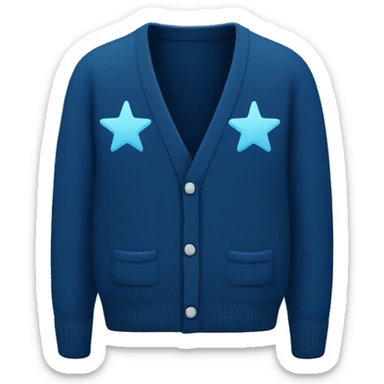 Navy blue cardigan with three light blue stars on both sleeves sticker