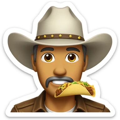 White Cowboy eating a taco sticker