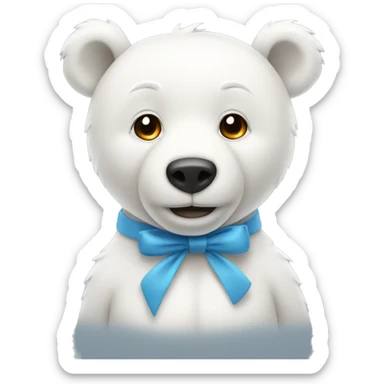 White bear with a bow on the neck  sticker