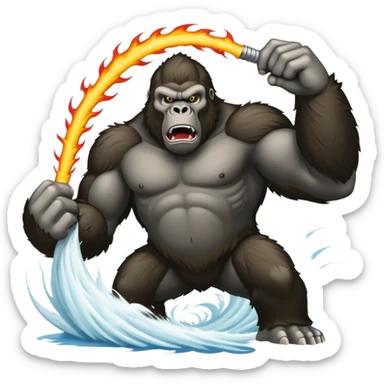king kong having a fight with a tornado cyclone sticker