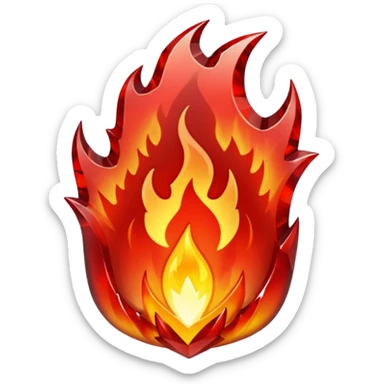 Red flaming crystal with a $ carved into the center of the crystal. sticker