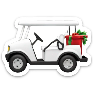 Christmas golf cart white decked out with holiday lights sticker