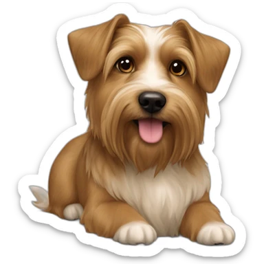 jack Russell cross apoloso cross Yorkshire terrier - long hair light brown all over - fat dog sticker