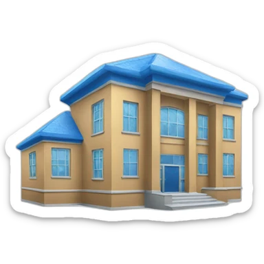 blue school building sticker