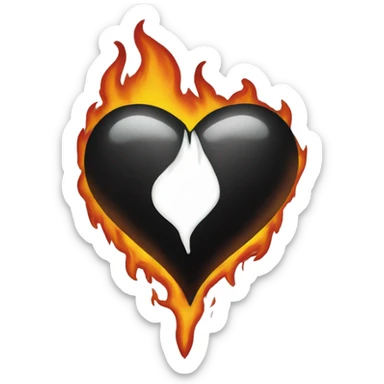 Black heart with fire sticker