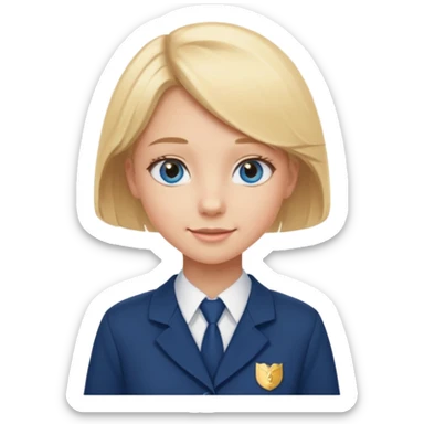 girl in a classic school uniform, standing, cheerful expression sticker