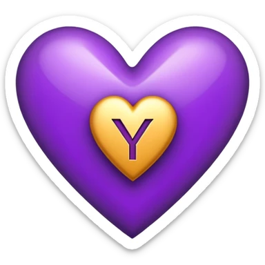 The Letter “y” inside a Purple Heart sticker