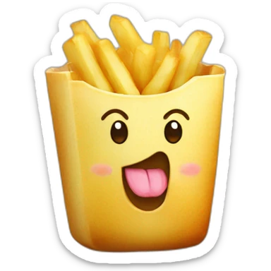 Une patate kawaii qui mange des frites sticker
