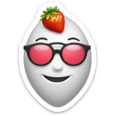 strawberry with a smile and eyeglasses sticker