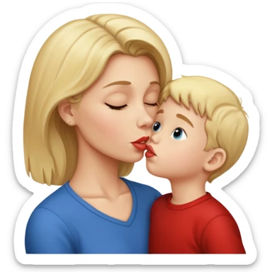 mom kiss son on lips sticker