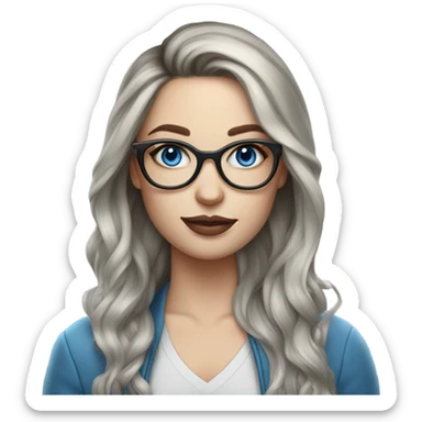 Hyper Realistic Balayage pale beautiful tattooed woman with glasses and blue eyes  sticker