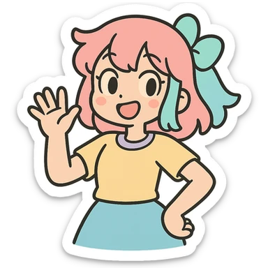 anime girl in pastel toon style sticker