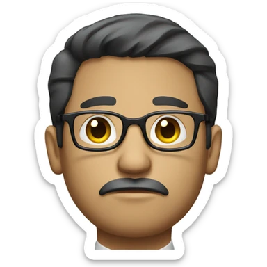 sad businesman face with dark hair and glasses sticker