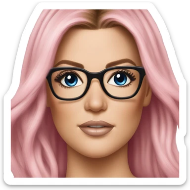 Photo Realistic khloe kardashian stylish pink hair BLUE eyes and glasses elegant  sticker
