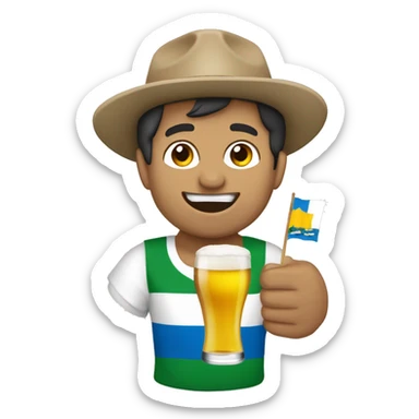 borracho con una cerveza en la mano y la bandera de Uruguay sticker