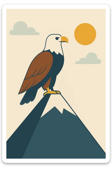 Flat design style eagle in the peak sticker
