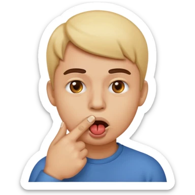 Mordendo um dedo dentro da boca com emoji sticker
