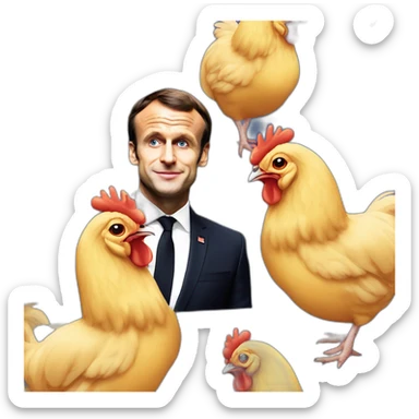 Emmanuel Macron sur un poulet sticker