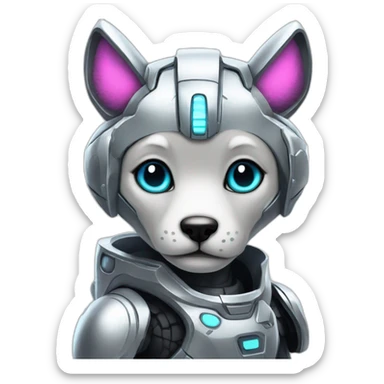 Cyber futuristic silver furry robot  sticker
