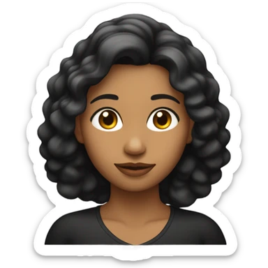 Una mujer joven de piel blanca y cabello negro largo y ondulado. sticker