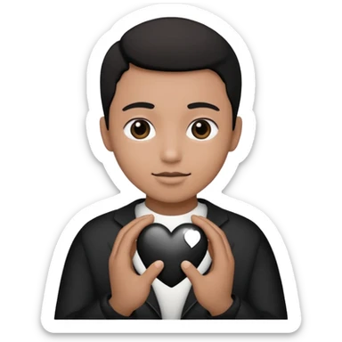  black and white heart in hand sticker