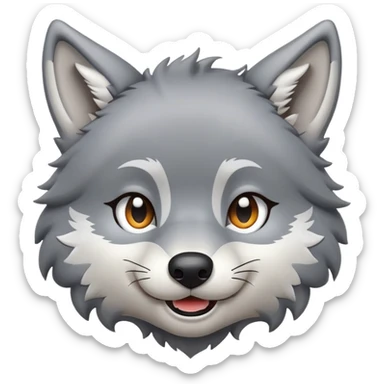 cute cartoon wolf emoji winking sticker