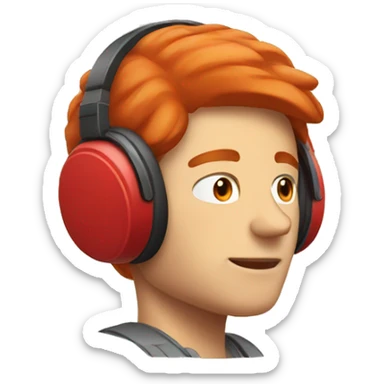 white red head guy listening to music headphones sticker