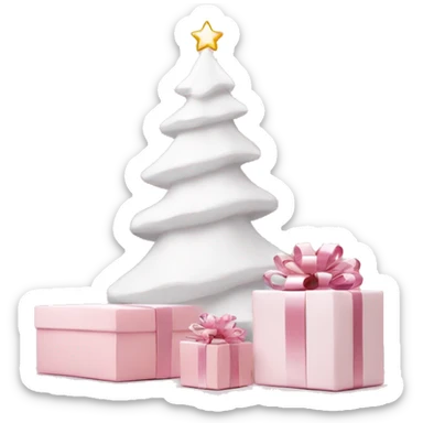 Light pink Christmas gifts under a white Christmas tree  sticker