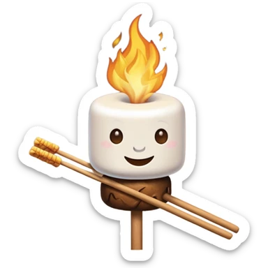 bonfire, with marshmallows skewer sticker