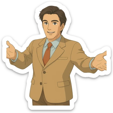 Make the man more handsome in Ghibli style, remove background. sticker