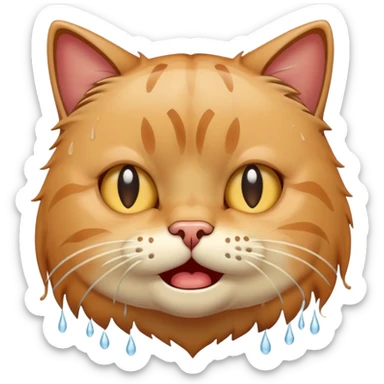 cat crying sobbing face sticker